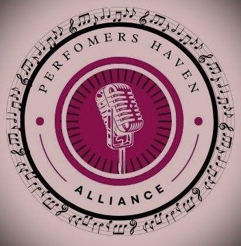 Logo of Performers Haven Alliance featuring a vintage microphone with musical notes surrounding the circular design.